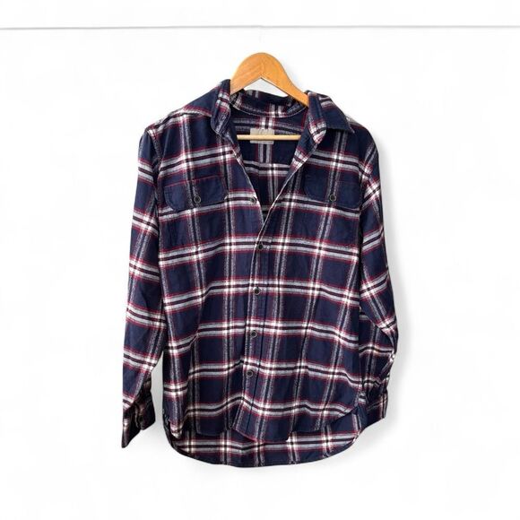 JACHS heavyweight flannel Men's Navy Plaid Button Down Shirt medium - Picture 8 of 8